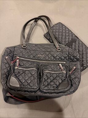 MZ Wallace Black Quilted Baby Bag/ Tote Bag with changing pad